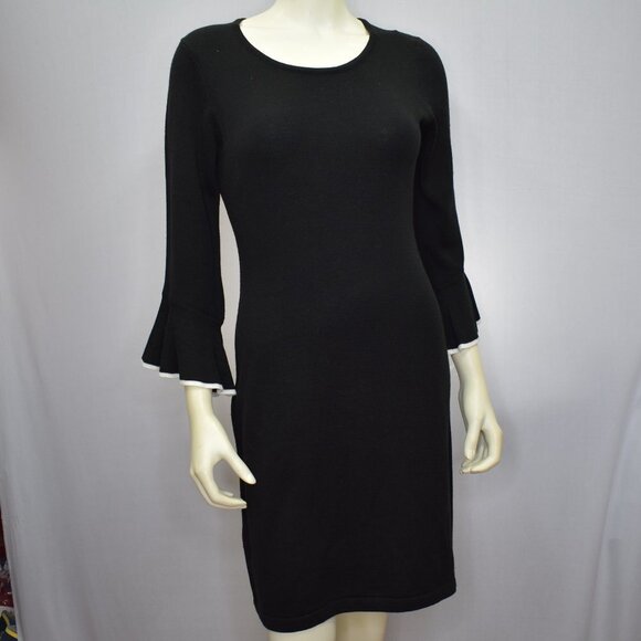 CALVIN KLEIN SHEATH BLACK‎ SWEATER DRESS SZ PET MD - Picture 2 of 11